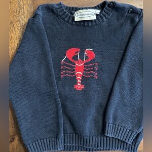 Navy Sweater with Red Lobster Design
